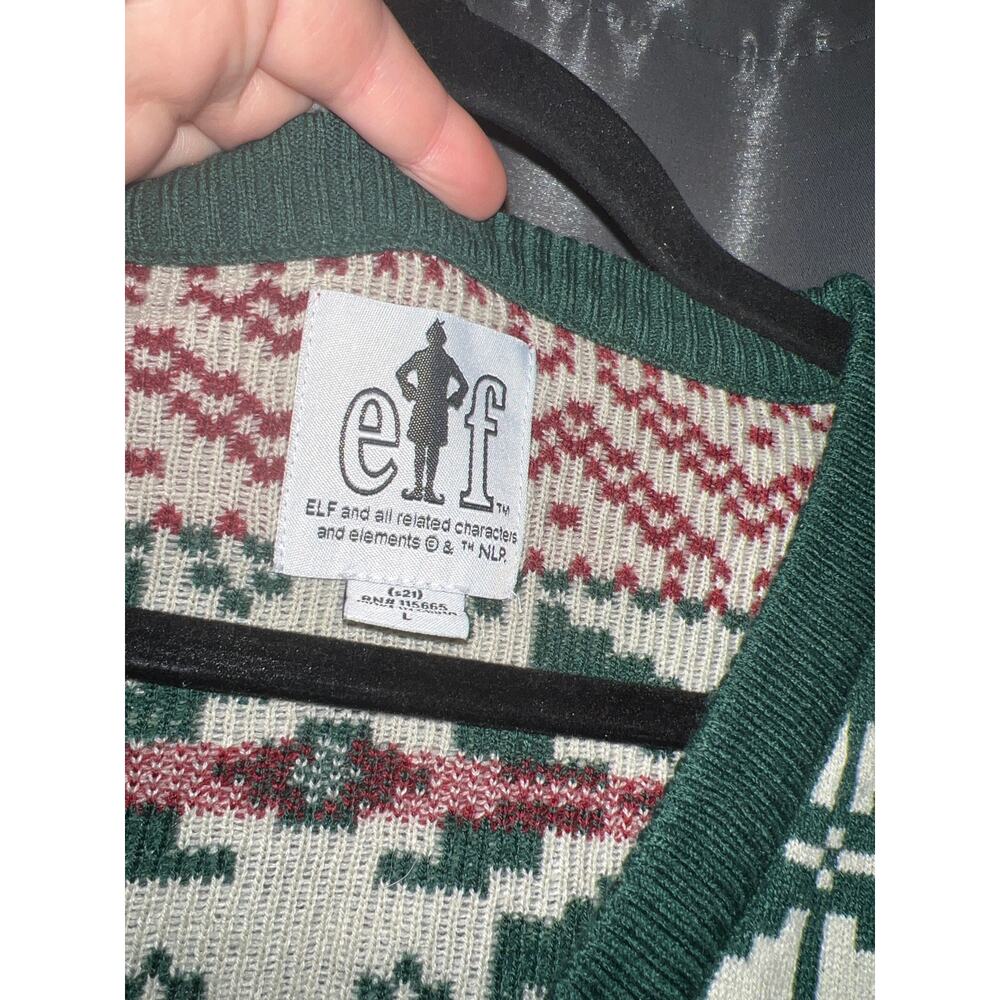 Ugly Christmas Sweater Xmas Size Large Elf Cardigan - Picture 2 of 3